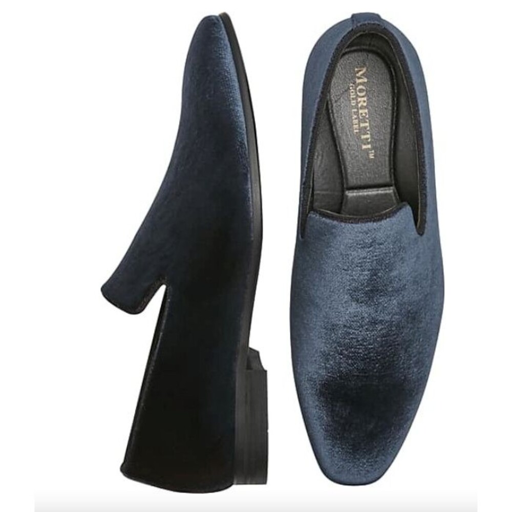 Moretti Gill Navy Velvet Plain Toe Formal Shoes -Size 7.5 D-Width